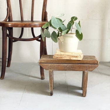 vintage french wood milking stool