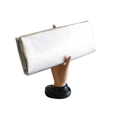 1960s Silver Clutch - Silver Envelope Clutch - 1950s Silver Lame Clutch - 50s Evening Purse - Vintage Evening Bag - Silver Pin Up Purse 