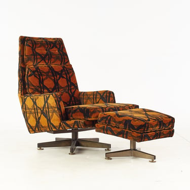 Edward Wormley for Dunbar Mid Century Lounge Chair and Ottoman with Jack Lenor Larsen Fabric - mcm 