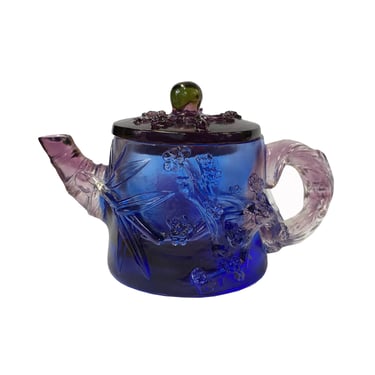Crystal Glass Liuli Pate-de-verre Multicolor Teapot Lotus Display Figure ws2112E 