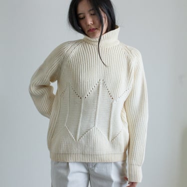 Vintage cream wool turtleneck sweater // XL (2199) 