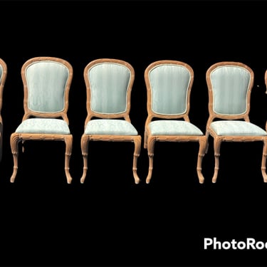 Beautiful set of six Serge Roche style palm frond chairs 