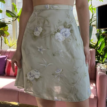 90s Vintage Floral Knee Length Skirt