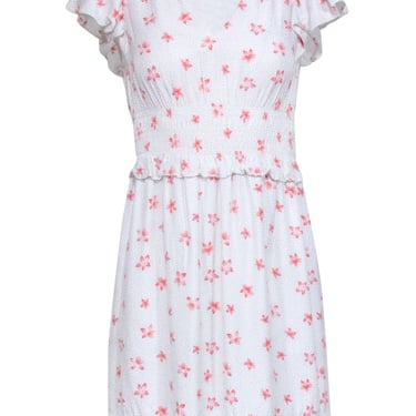 Rebecca Taylor - Gray Short Sleeve w/ Pink Flowers Mini Dress Sz S