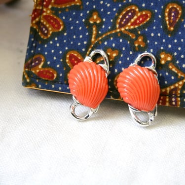 1960s Coro Shell Clip Earrings 