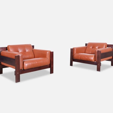 Vintage Brazilian Rosewood & Leather Lounge Chairs by Percival Lafer