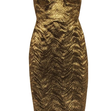J.Crew Collection - Gold Metallic Strapless Mini Dress Sz 8