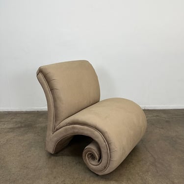 Scroll Chair in Neutral Velvet 