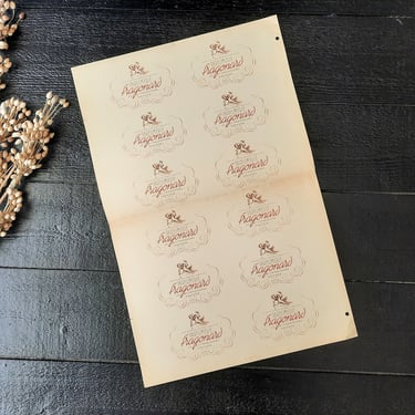 Fragonard Paris Pretty Lithograph Test from a French Printing Workshop, Vintage Papers Perfume Labels Advertising Poster 