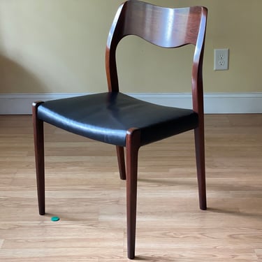ONE Moller Model #71 Dining Side Chair A, in Rosewood and Black Leather, side chair, desk chair, bedroom chair 