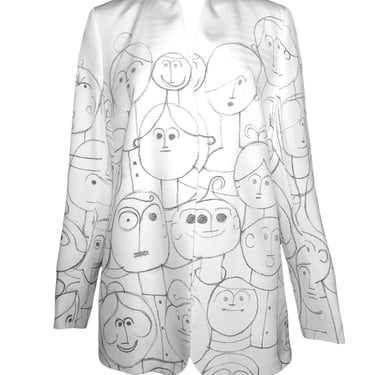 Akris Animated Faces White Suit Jacket