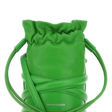 Alexander Mcqueen Women Grass Green Leather Bucket Bag