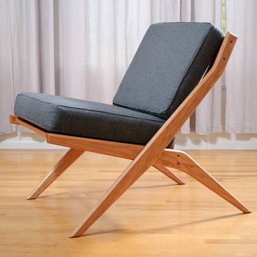 Home decor chair for lounge - Stylish danish chair mid century modern - Solid cherry wood chair upholstered 