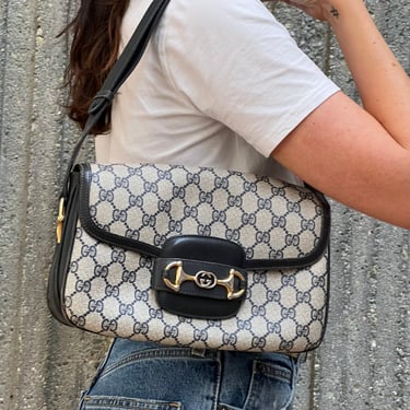 Vintage 80s Gucci GG Web Monogram Leather Crossbody Bag