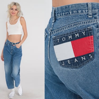 Tommy Hilfiger Jeans 90s Streetwear Jeans Tommy Jeans Denim Pants High Waisted Rise Straight Leg Boyfriend Vintage 1990s Extra Small xs 26 