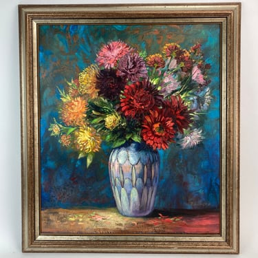 Curt Frankenstein “Autumn Bouquet” Colorful Fall Flowers Still Life Oil Painting 