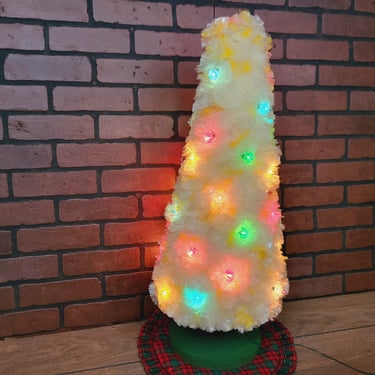 Vintage 29.5" White Plastic Fluffy Christmas Tree 