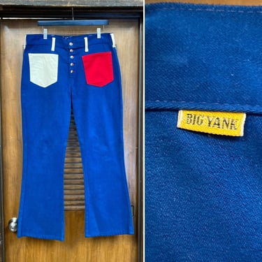 Vintage 1960’s w35 “Big Yank” Mod Glam Colorblock Denim Brushed Cotton Jeans Pants, 60’s Vintage Clothing 