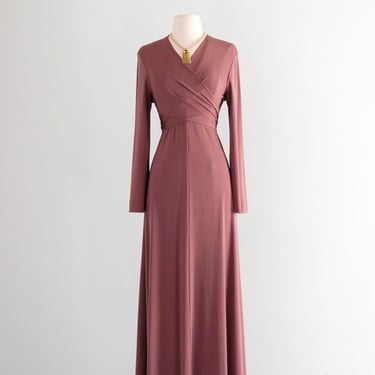 Vintage 1970's Cocoa Christian Dior Wrap Gown / SM