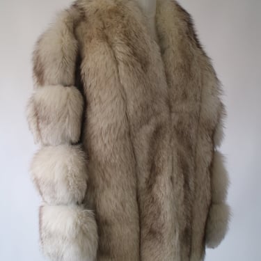 1970's arctic fox and leather fur coat