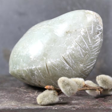 Seed Pod Stone Sculpture | Art Sculpture | Hand Carved Sea Foam Green Quartz-like Seed Pod | Bixley Shop 