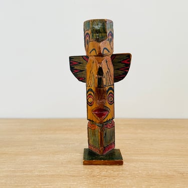 Vintage Wooden Native American Totem Pole Souvenir 