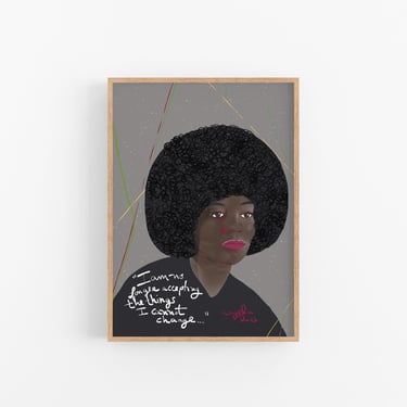 Angela Davis Portrait, Inspiring women Art, Feminist Inspiration, Dorm Room Decor 