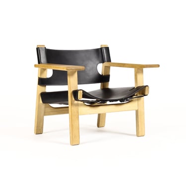 Danish Modern / Mid Century Spanish Chair – Børge Mogensen for Frederica – Black Leather Sling 