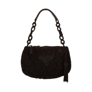 Prada Black Mini Crochet Tassel Bag
