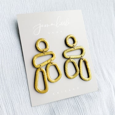 Cutout Dangle Earrings in banana leaf | Polymer Clay and Resin Statement Earrings Nickel Free Hypoallergenic Posts, Lightweight Jewelry 