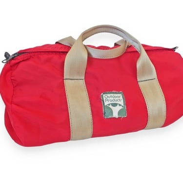 vintage camping / travel bag / 1970s Outdoor Products red nylon small duffle camping bag 