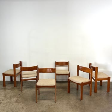 Mid century dining chairs with aluminum inlay -set of six 