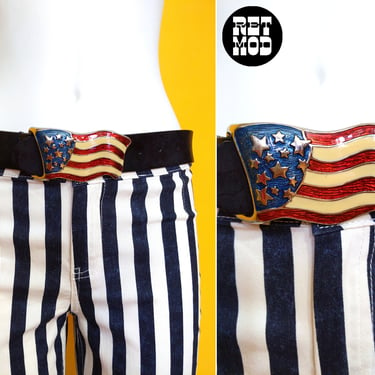Iconic Hippie Americana Pop Art Fashion Flag Buckle Belt 