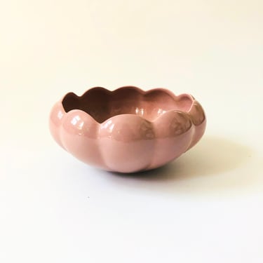 Scalloped Pink Pottery Bowl 