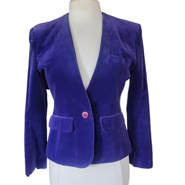 Vintage 80s Purple Velvet Blazer Fitted Jacket Daniel Niveau 