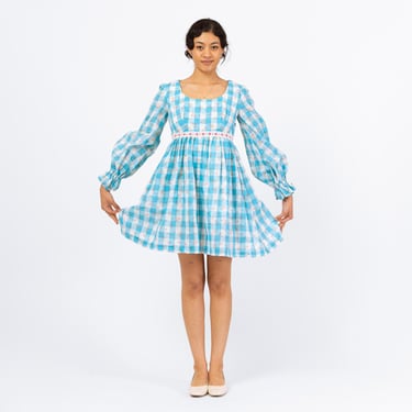 princess polly baby blue dress Blue Gingham Babydoll Dress by RTR NOW