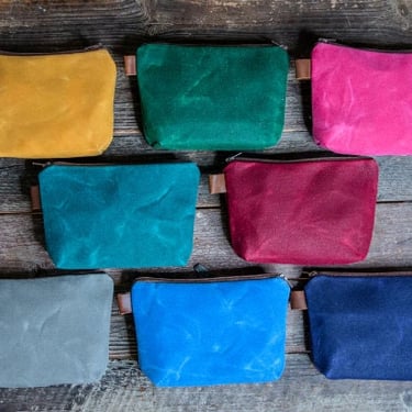 bold colors | Handmade Waxed Canvas Zipper Pouch | Ready to Ship 