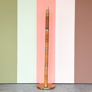Brass and Rattan Floor Lamp