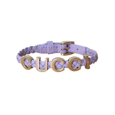 GUCCI- Lavender Leather &amp; Silver Slide Bracelet