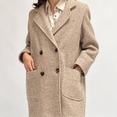 Sand Tweed Structured Overcoat (L)