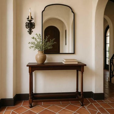 Vintage Expandable Console Table – Entryway, Desk or Dining Table – Dark Wood Drop Leaf with Turned Legs – 36” Wide – Space Saving 