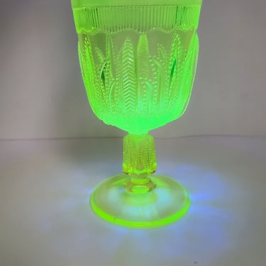 Fenton Uranium Glass Cactus Goblet