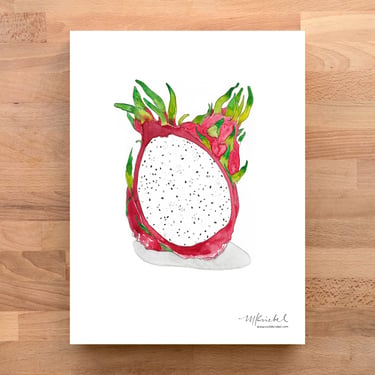 Dragon Fruit Watercolor Art Print