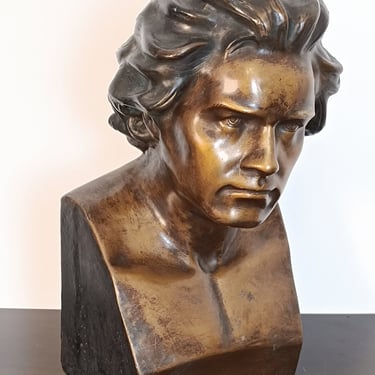 Beethoven Large plaster bust painted bronze / vintage 