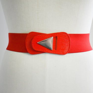 1990s Red Elastic Belt with Triangle Buckle 