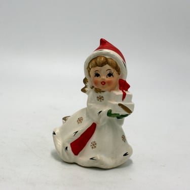 vintage Napco Snowflake Girl Candle Holder 