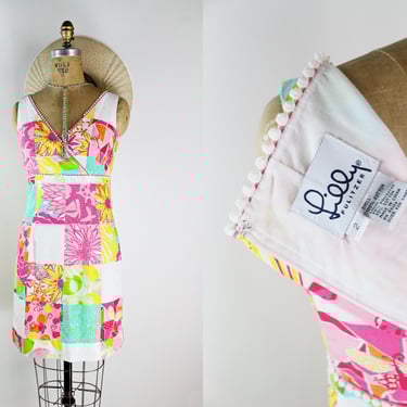 Vintage Lilly Pulitzer Shift Dress / Cotton Summer Floral Dress / Size XS/S 