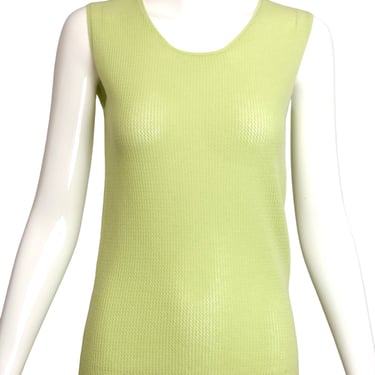 CHANEL-Cruise 2000 Lime Green Cashmere Sweater Set, Size-4