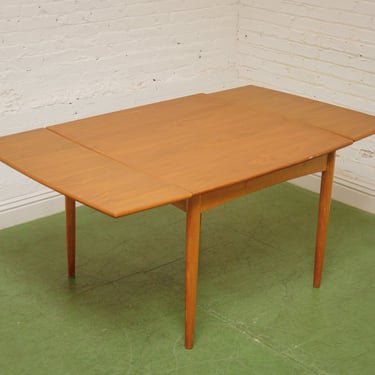 Danish, modern teak square dining table with draw leaves