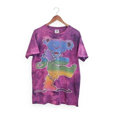 Grateful Dead shirt / Dancing Bear shirt / 1990s Grateful Dead tie dye Dancing Bear double sided band t shirt Large 